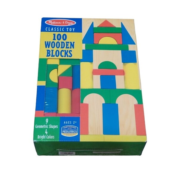 NWT gift MELISSA & DOUG Wooden Building Blocks Set STEM shapes and colors - Picture 7 of 9